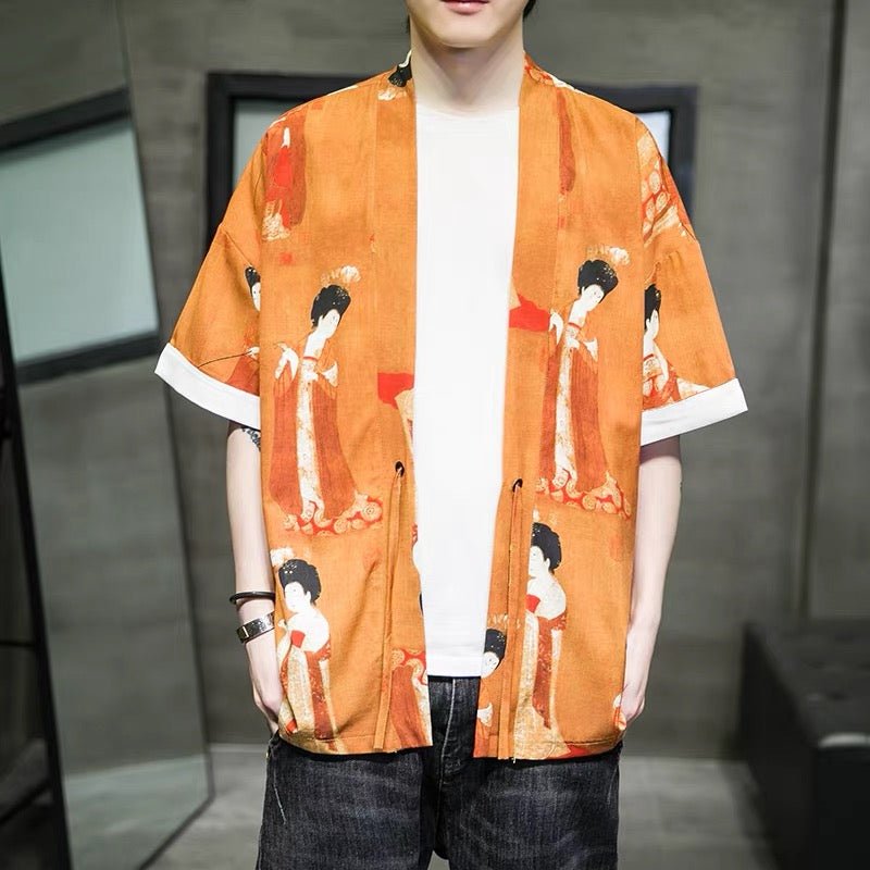 Tabg Clothes Tang Suit Summer Clothes Buddha Pattern Chinese Men's Hanfu