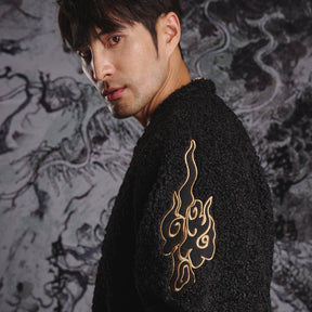 new chinese style men's hanfu black jacket tang suit - Jianxi Hanfu