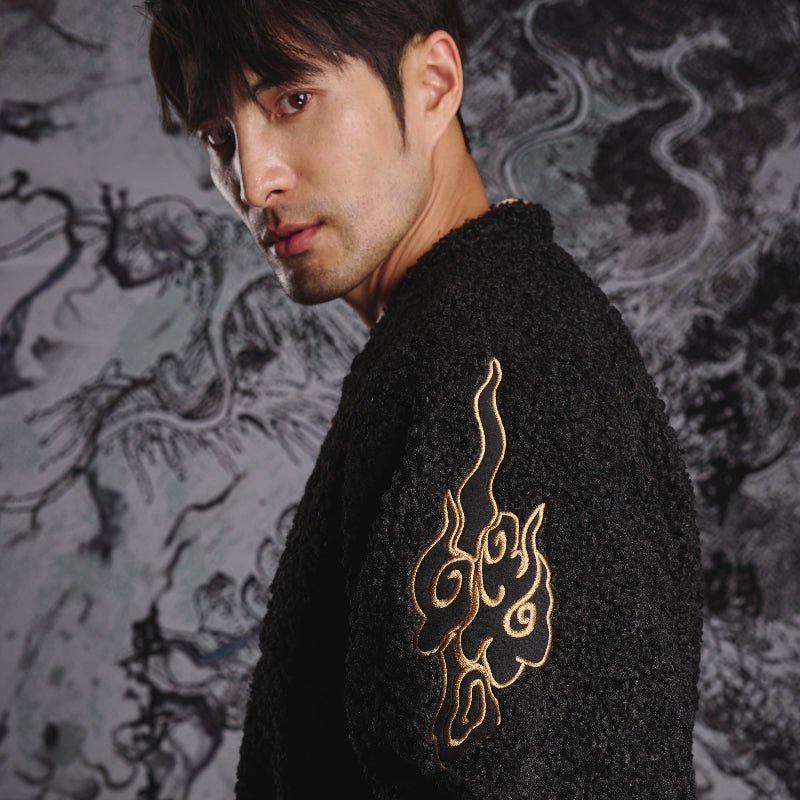 new chinese style men's hanfu black jacket tang suit - Jianxi Hanfu