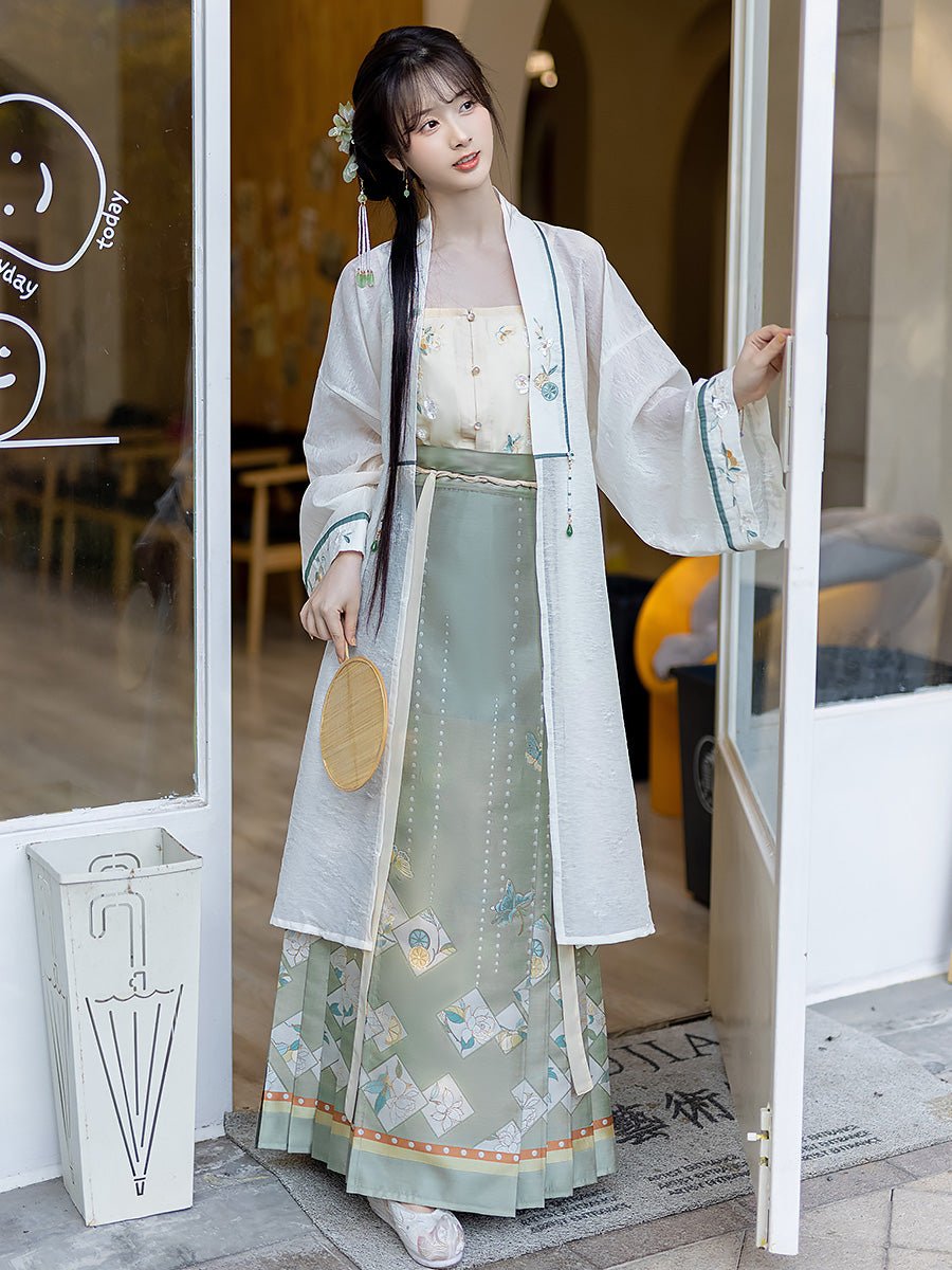 green mamian skirts hanfu dress women's spring/ autumn clothing-Jianxi Hanfu