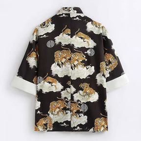 tiger Pattern tang suit men's shirt-Jianxi Hanfu