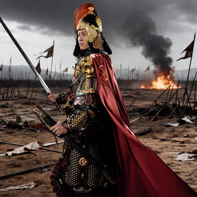 chinese tang dynasty general black armor scale- Jianxi Hanfu