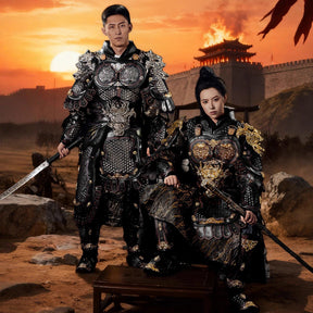 chinese tang dynasty general silver armor scale- Jianxi Hanfu