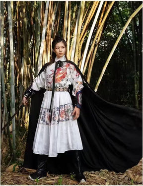 chinese costume tang dynasty hanfu black cloak - Jianxi Hanfu