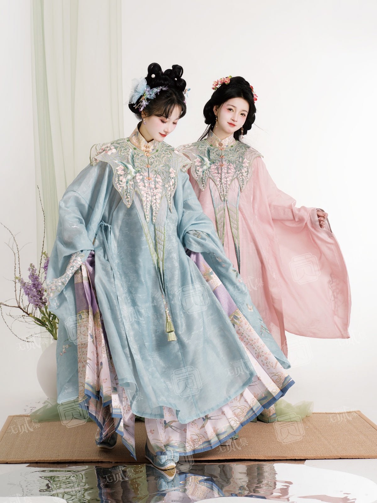 blue girls hanfu dress mamian skirt-Jianxi Hanfu
