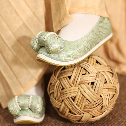 anient chinese hanfu shoes green shoes-Jianxi Hanfu