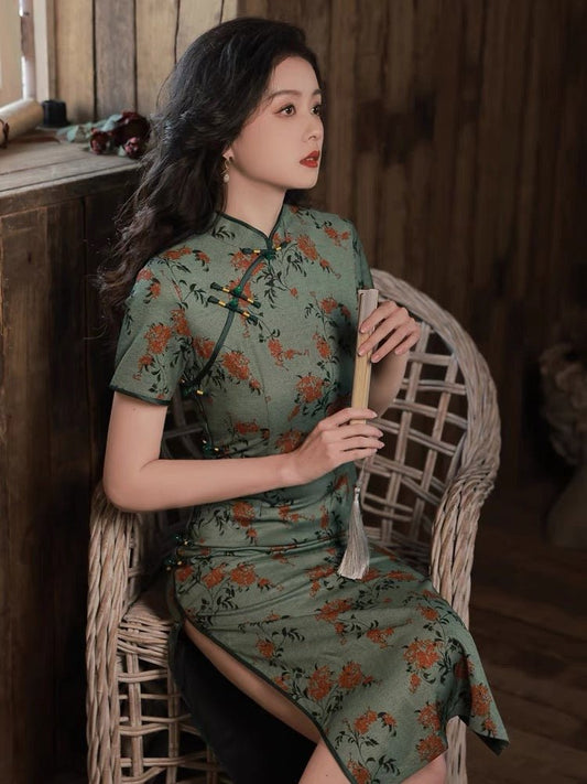 Vintage and Elegant Qipao Cheongsam - Jianxi Hanfu