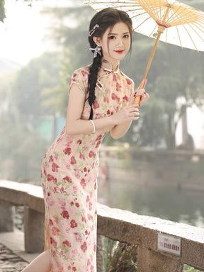 Vintage and Elegant Sleeveless Qipao Cheongsam Sui Hua - Jianxi Hanfu