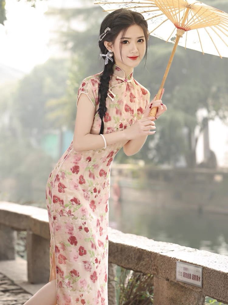 Vintage and Elegant Sleeveless Qipao Cheongsam Sui Hua - Jianxi Hanfu