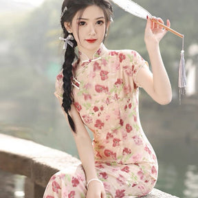 Vintage and Elegant Sleeveless Qipao Cheongsam Sui Hua - Jianxi Hanfu