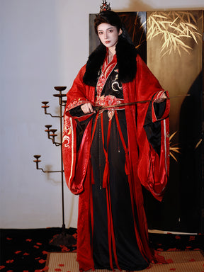 women's red zhiju robe warring states period robe - Jianxi Hanfu