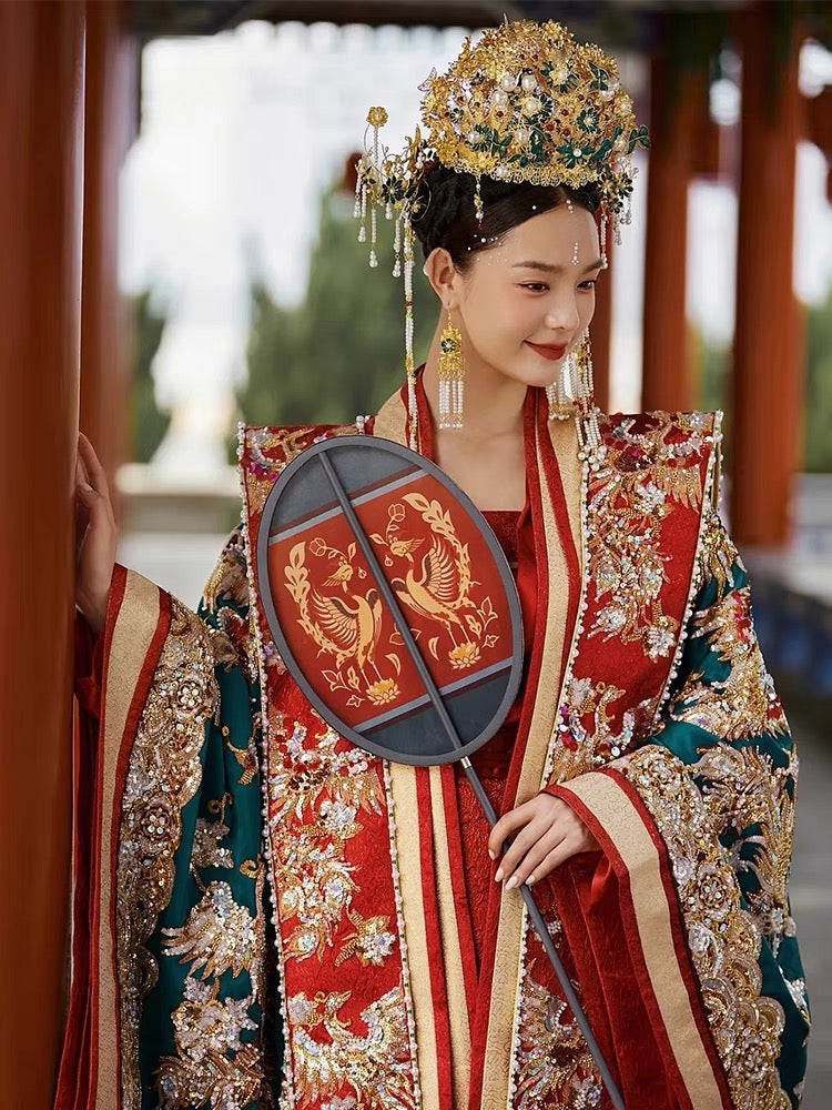 Song dynasty women's hanfu wedding dress wedding attire Asian wedding dress bride dress-Jianxi Hanfu