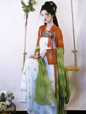 red/green qixiong ruqun girls summer dress-Jianxi Hanfu