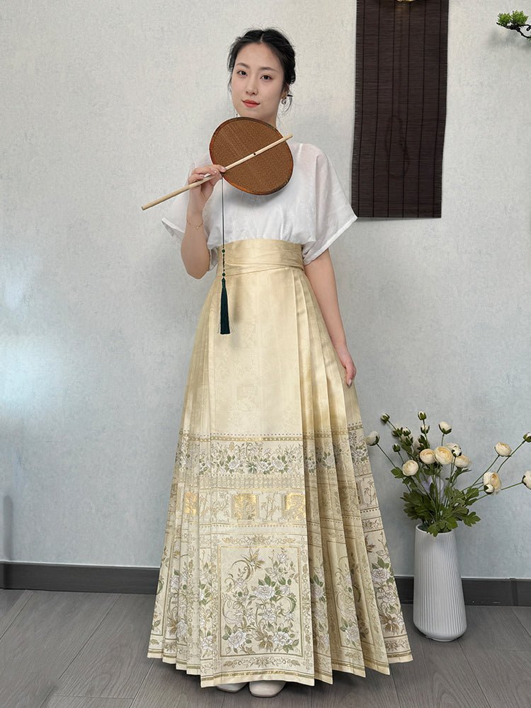 Women Hanfu Mamian Skirt - Shan Ping Wu Hua - Jianxi Hanfu