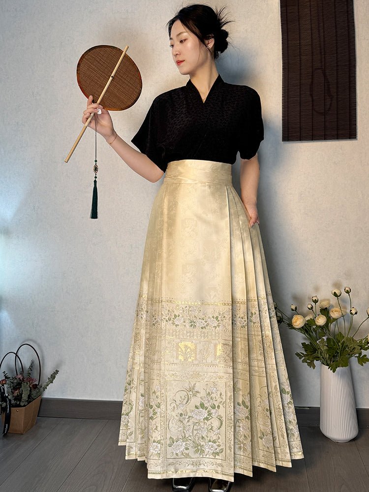 Women Hanfu Mamian Skirt - Shan Ping Wu Hua - Jianxi Hanfu
