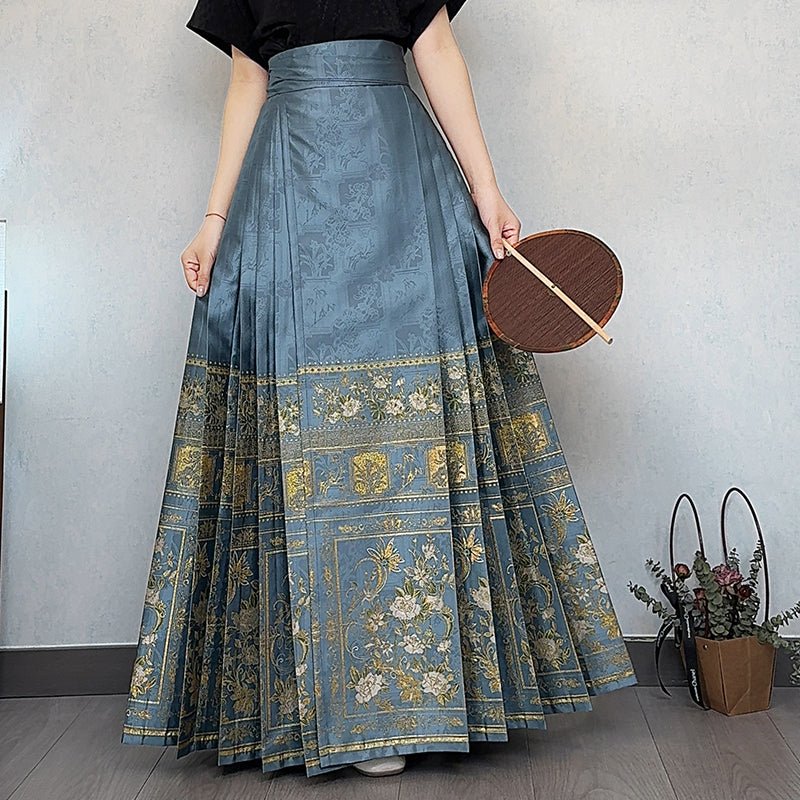 blue mamianqun skirt women's clothes - Jianxi Hanfu