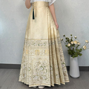 beige yellow mamianqun skirt women's clothes - Jianxi Hanfu