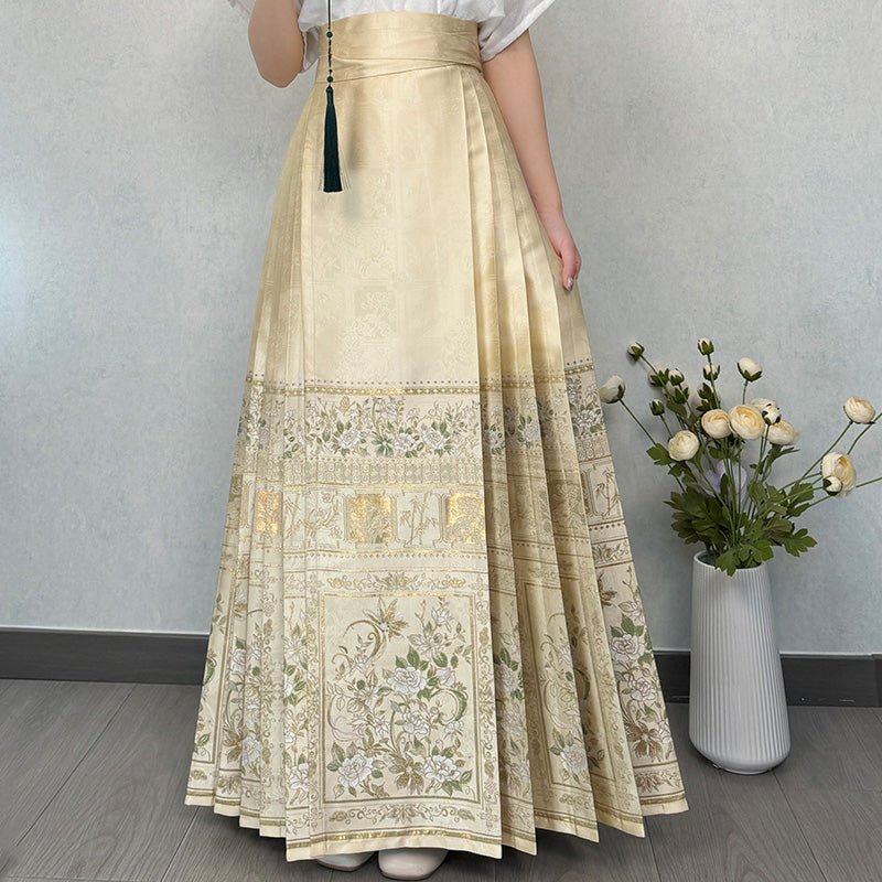 beige yellow mamianqun skirt women's clothes - Jianxi Hanfu