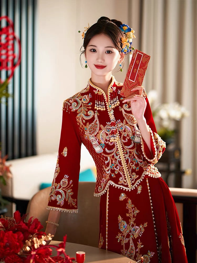 ming dynasty women's hanfu wedding dress wedding attire Asian wedding dress-Jianxi Hanfu