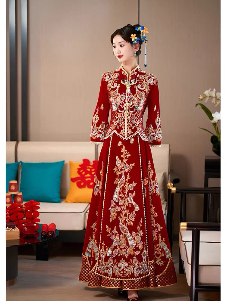 ming dynasty women's hanfu wedding dress wedding attire Asian wedding dress-Jianxi Hanfu