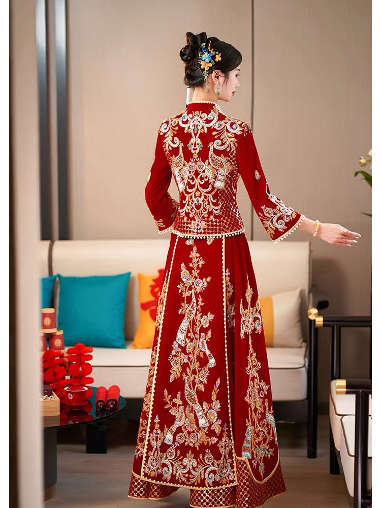 ming dynasty women's hanfu wedding dress wedding attire Asian wedding dress-Jianxi Hanfu