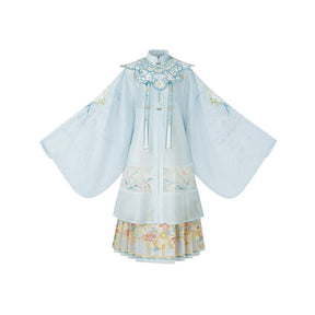 chinese ming dynasty women's blue yunjian cloud collar hanfu - Jianxi Hanfu