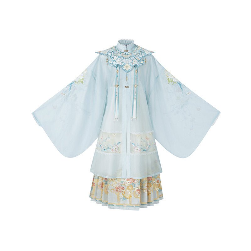 chinese ming dynasty women's blue yunjian cloud collar hanfu - Jianxi Hanfu