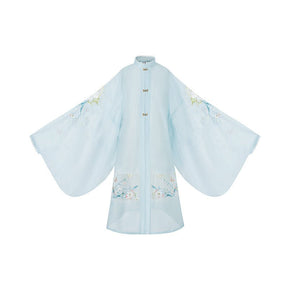 ming dynasty women's blue duijin shirt - Jianxi Hanfu