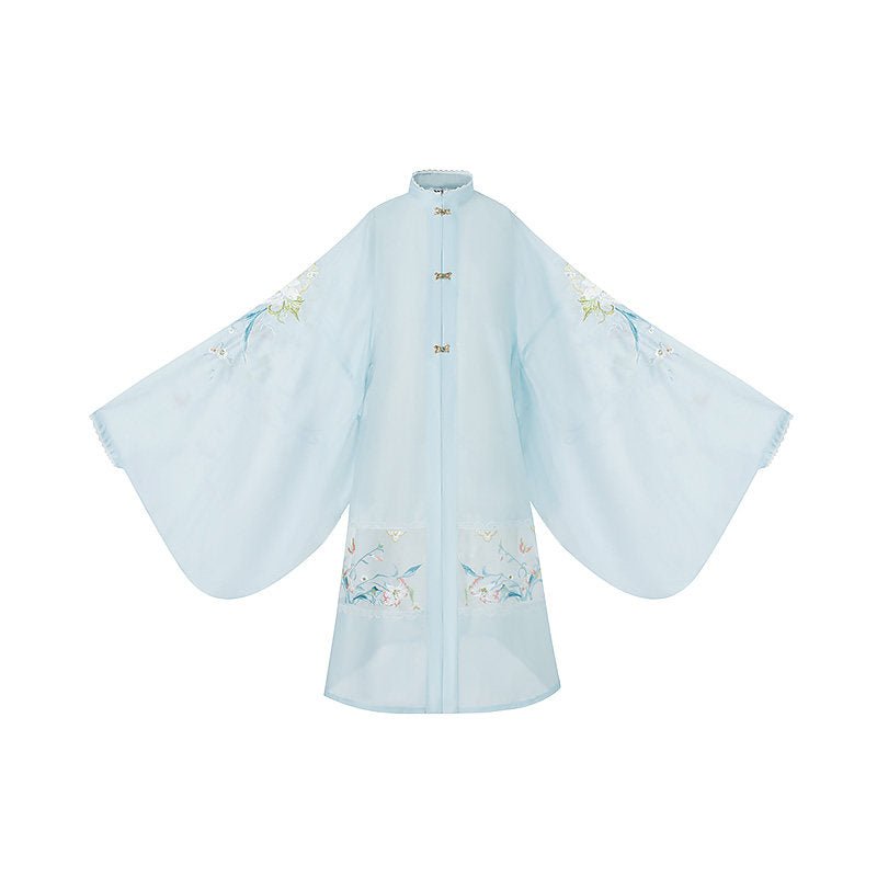 ming dynasty women's blue duijin shirt - Jianxi Hanfu