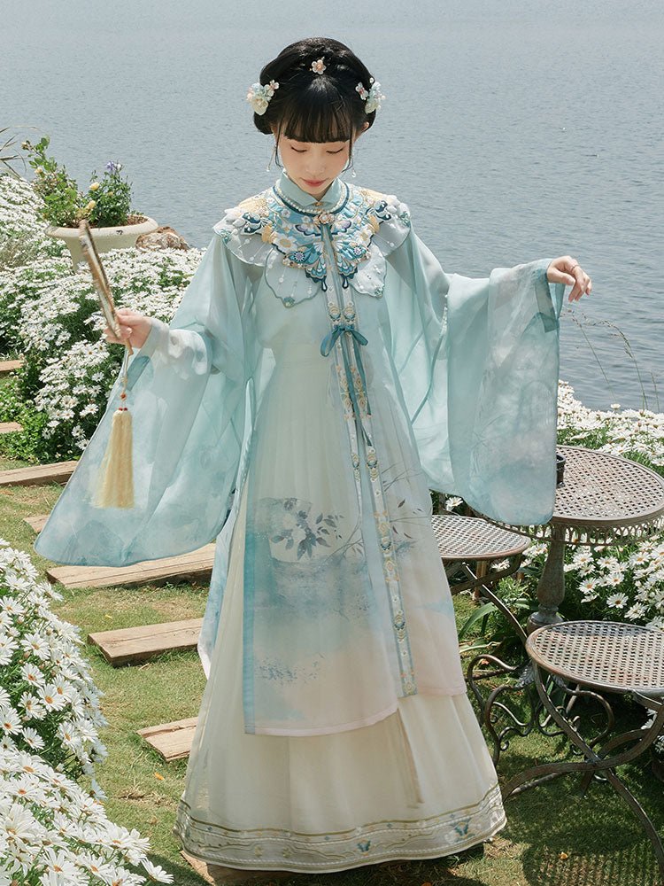 blue yunjian mamian skirt women's hanfu cloud collar - Jianxi Hanfu