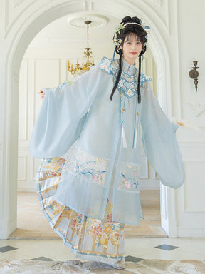 ming dynasty women's blue hanfu dress - Jianxi Hanfu