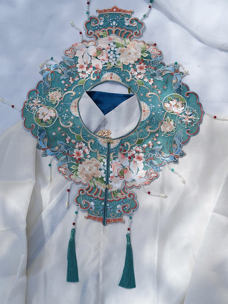 chinese style women's hanfu yunjian green cloud collar - Jianxi Hanfu