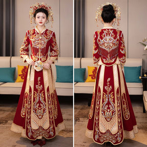 chinese women's red wedding attire - Jianxi Hanfu