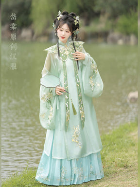 white lily ming dynasty green yunjian cloud collar - Jianxi Hanfu