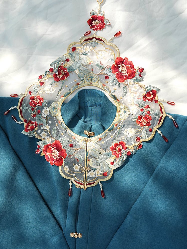 ming dynasty mamian skirt yunjian white cloud collar - Jianxi Hanfu