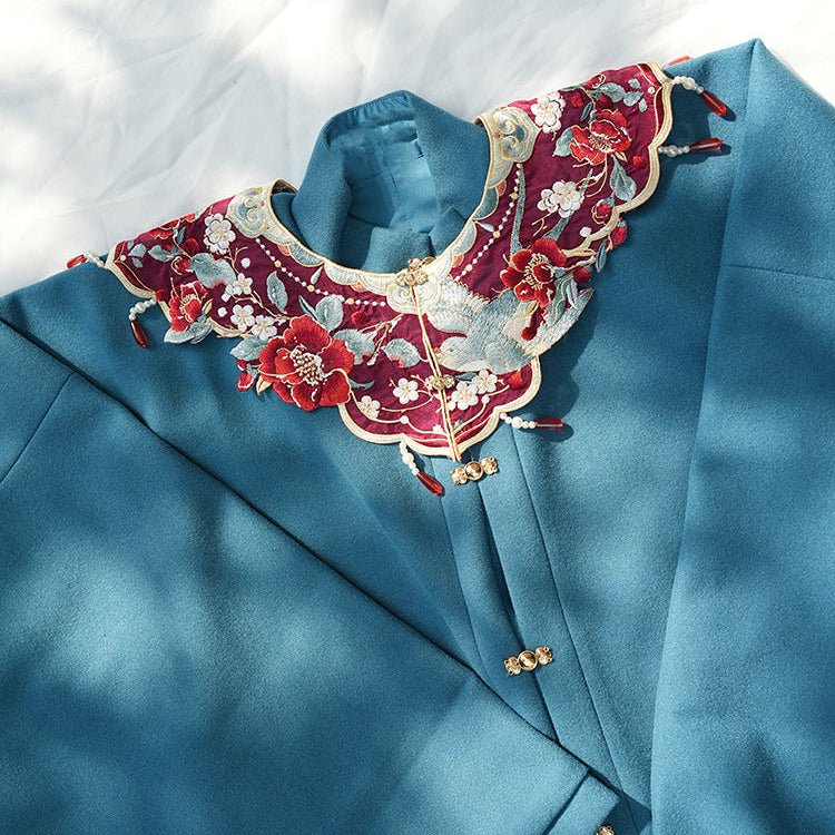 mamian skirt yunjian red cloud collar - Jianxi Hanfu