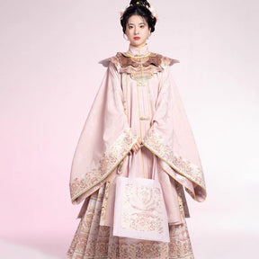 ming dynasty pink mamian skirt cloud collar yunjian - Jianxi Hanfu
