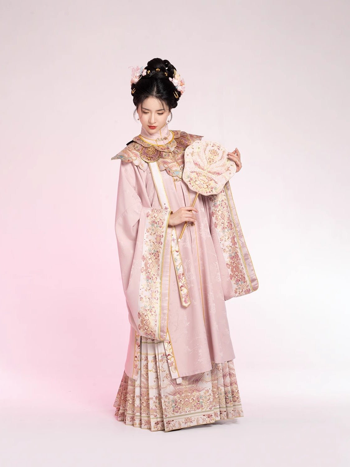 pink yunjian women's hanfu mamian skirt cloud collar - Jianxi Hanfu