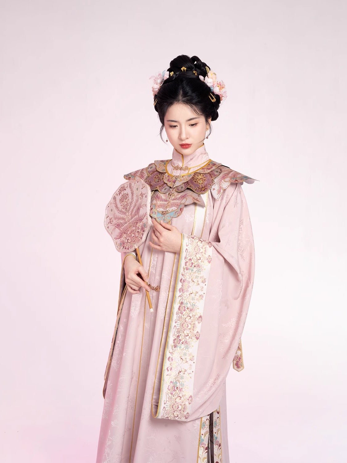 chinese style women's pink mamian skirt yunjian cloud collar - Jianxi Hanfu