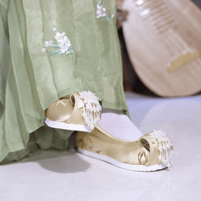 song dynasty cloth shoes chinese shoes yellow hanfu shoes-Jianxi Hanfu