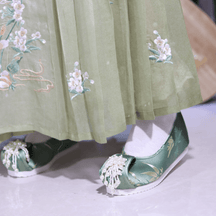 chinese song dynasty cloth shoes green women's shoes - Jianxi Hanfu